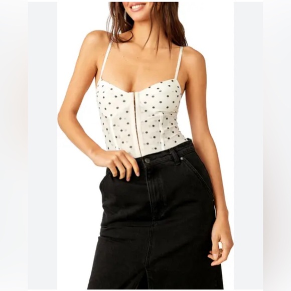 Free People x Intimately FP Night Rhythm Polka Dot Corset Bodysuit Size Medium - Picture 3 of 15